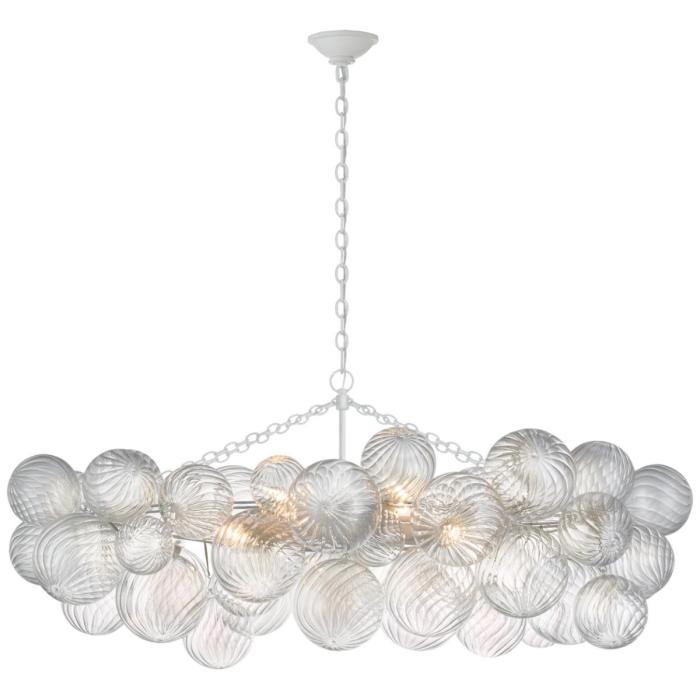 Visual Comfort Talia Medium Linear Chandelier in Plaster White with Clear Swirled Glass 1