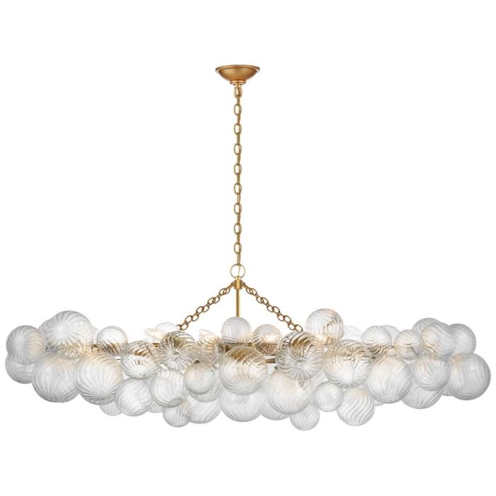 Visual Comfort Talia Large Linear Chandelier in Gild with Clear Swirled Glass 1
