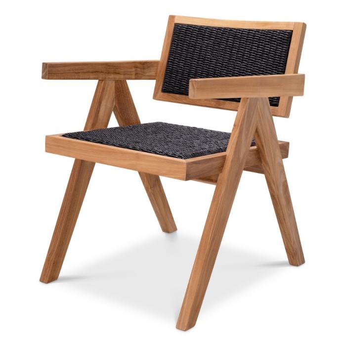 Eichholtz Kristo Outdoor Dining Chair in Teak/Black 1