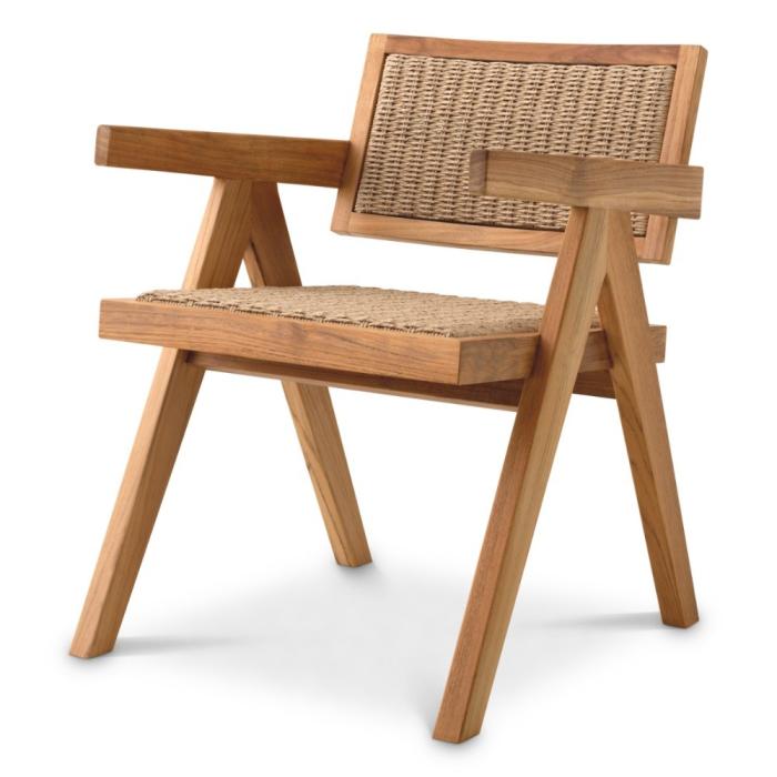 Eichholtz Kristo Outdoor Dining Chair in Teak/Weave 1