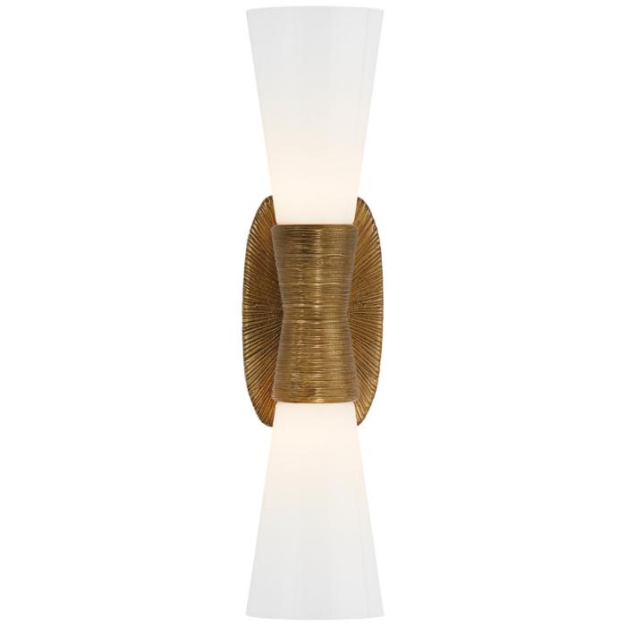 Visual Comfort Utopia Small Double Bath Sconce in Gild with White Glass 1