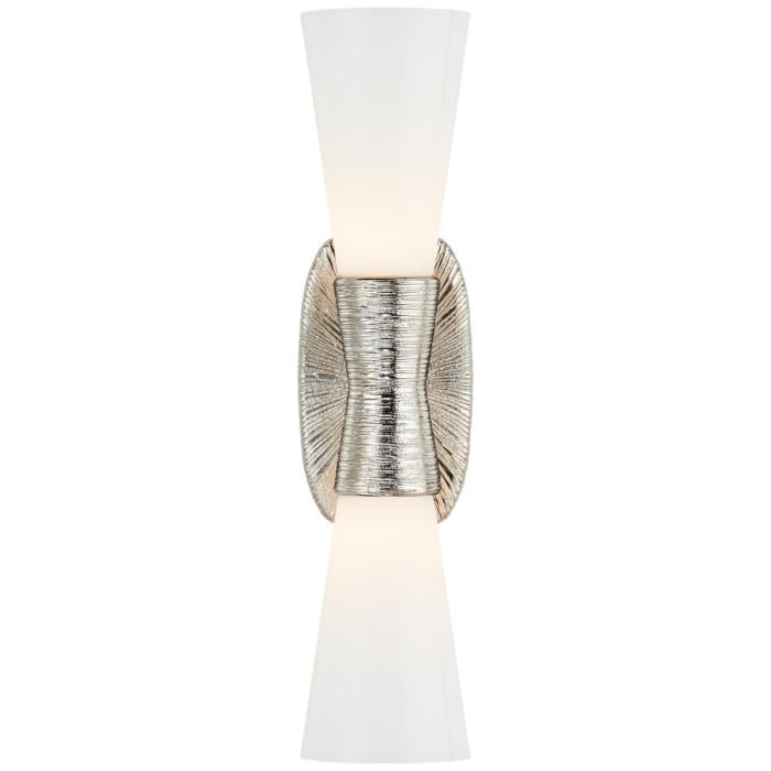 Visual Comfort Utopia Small Double Bath Sconce in Polished Nickel with White Glass 1