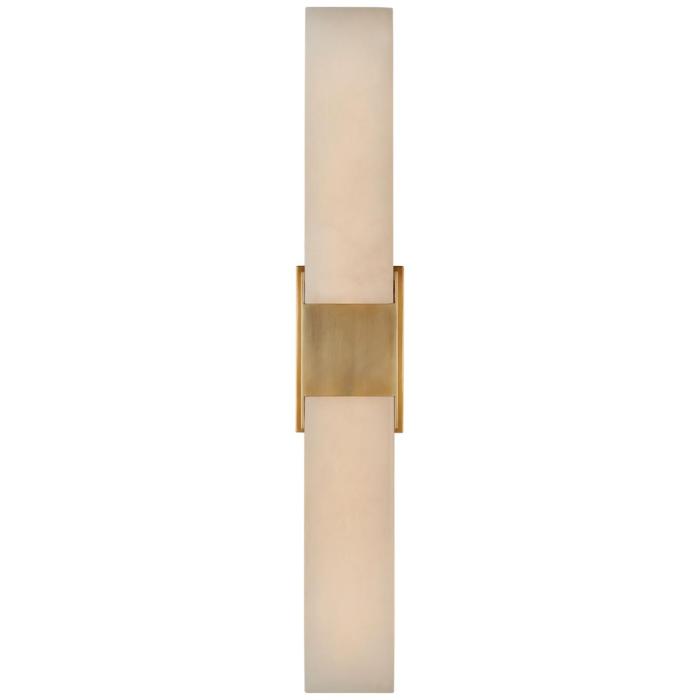 Visual Comfort Covet Double Box Sconce in Antique-Burnished Brass with Alabaster 1