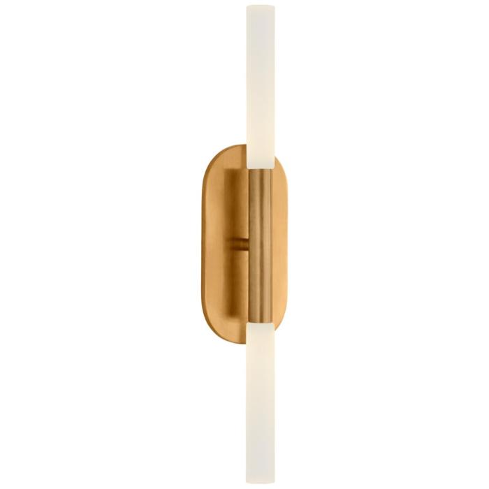 Visual Comfort Rousseau Medium Vanity Sconce in Antique-Burnished Brass with Etched Crystal 1