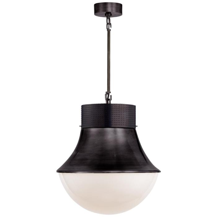 Visual Comfort Precision Large Pendant in Bronze with White Glass 1
