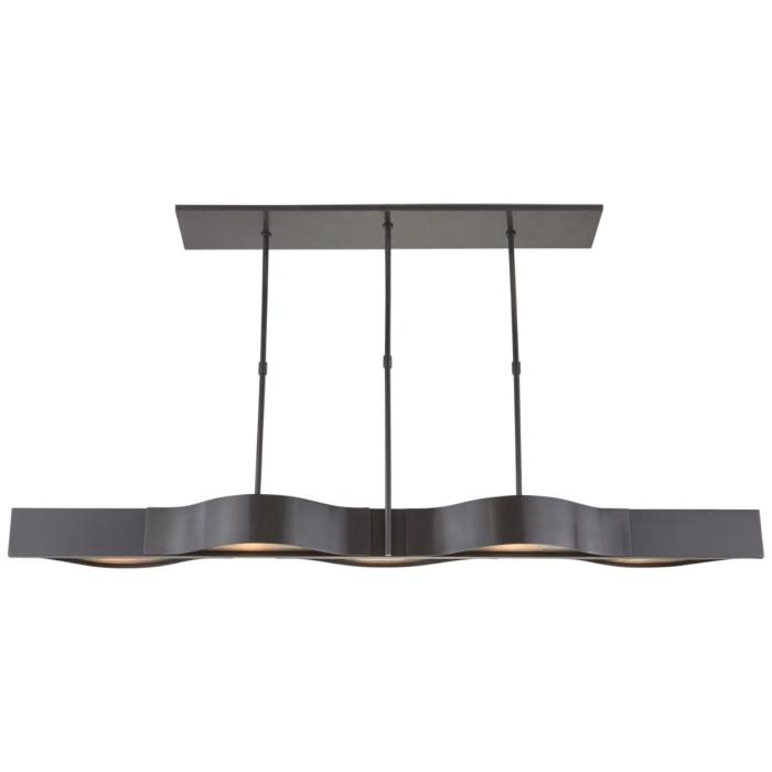 Visual Comfort Avant Large Linear Pendant in Bronze with Frosted Glass 1