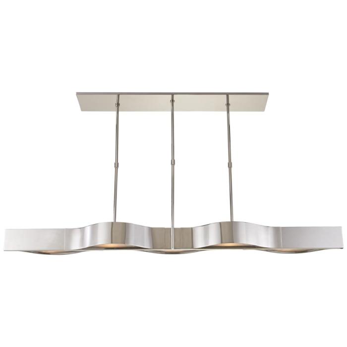 Visual Comfort Avant Large Linear Pendant in Polished Nickel with Frosted Glass 1