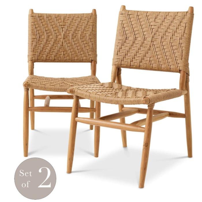 Eichholtz Outdoor Dining Chair Laroc Natural Teak | Set of 2 1