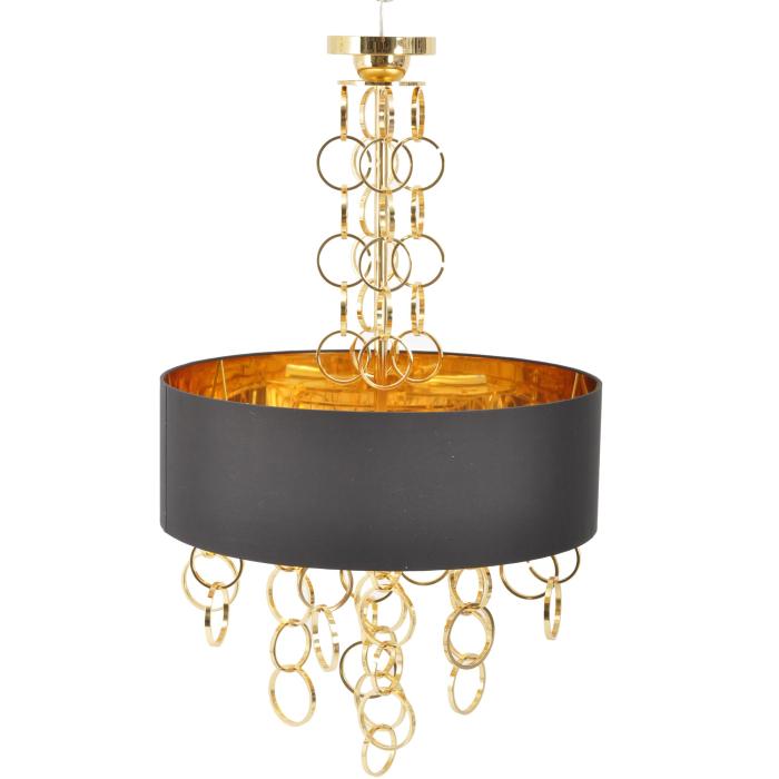 Libra Links Electroplated Gold Chandelier With Black Shade E14 40w 2
