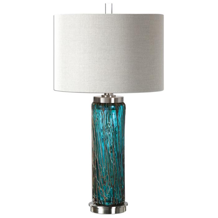 Uttermost  Almanzora Blue Glass Lamp 1