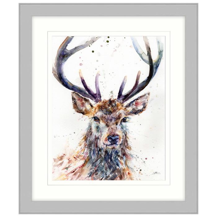 Majestic Stag Watercolour Framed Print by Lisa Jayne Holmes 1