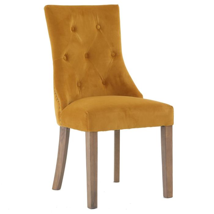 Manchester Saffron Yellow Velvet Dining Chair 1