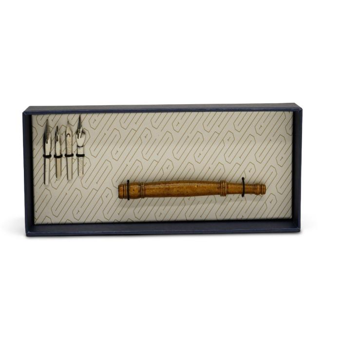 Authentic Models Traditional Dip Calligraphy Double Pen Set #2  - Wooden  1