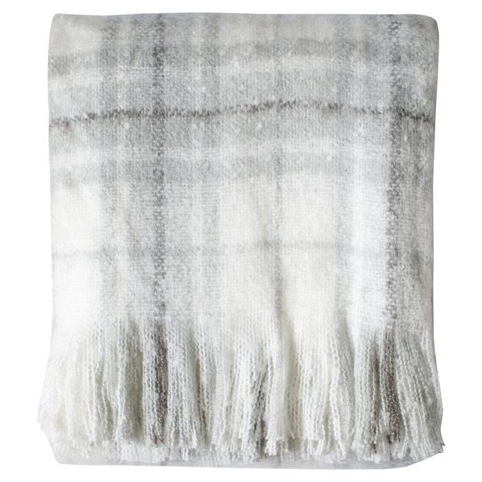 Pavilion Chic Nevis Faux Mohair Throw in Check Grey 2