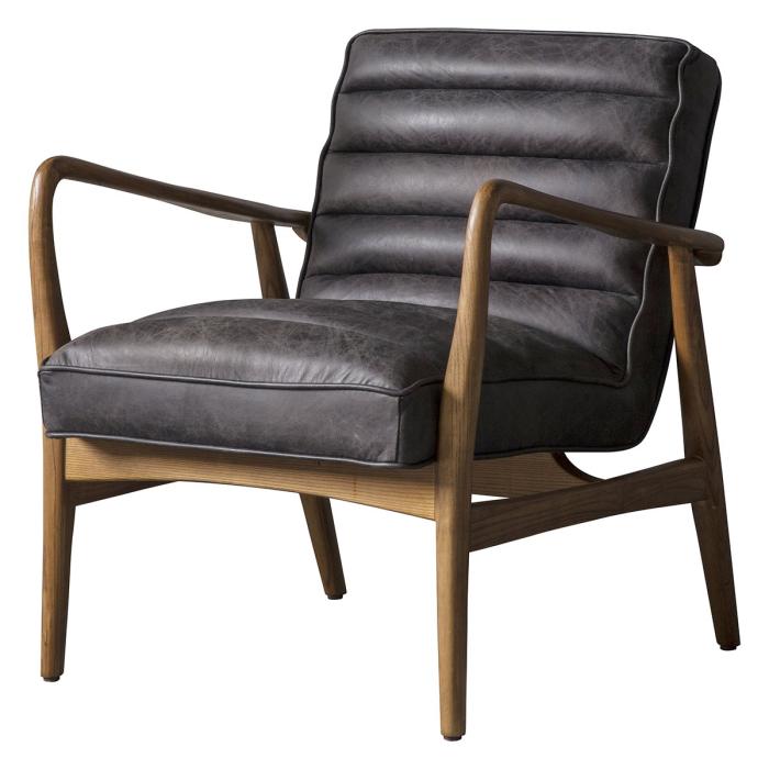 Pavilion Chic Occasional Chair York in Black Leather 1