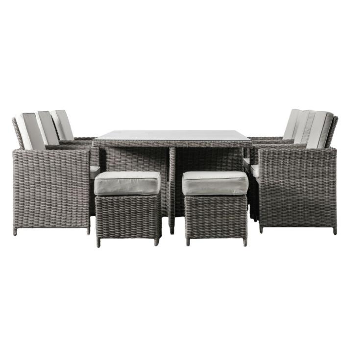 Pavilion Chic Chilham 10 Seater Rattan Cube Dining Set in Grey  1