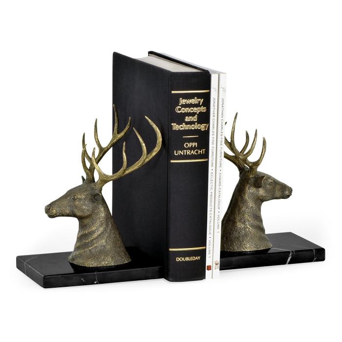Jonathan Charles Bookends Deer on Marble Base 2