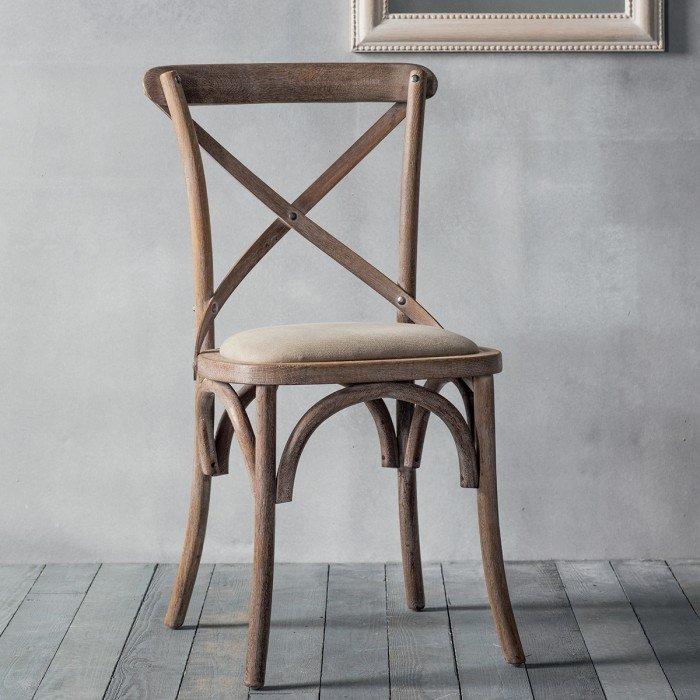 Pavilion Chic Fennel Weathered Oak Cross Back Dining Chair Set of 2 2