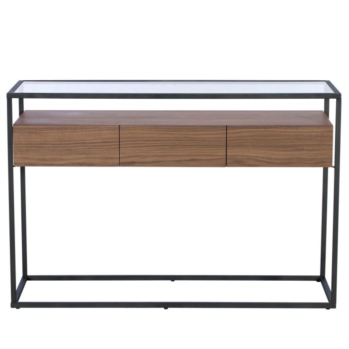 Panama Wood & Glass Console Table 1