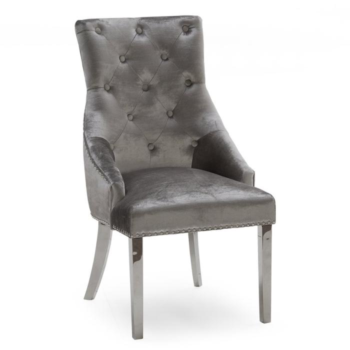 Clearance Pavilion Chic Belvedere Knockerback Dining Chair in Pewter 1