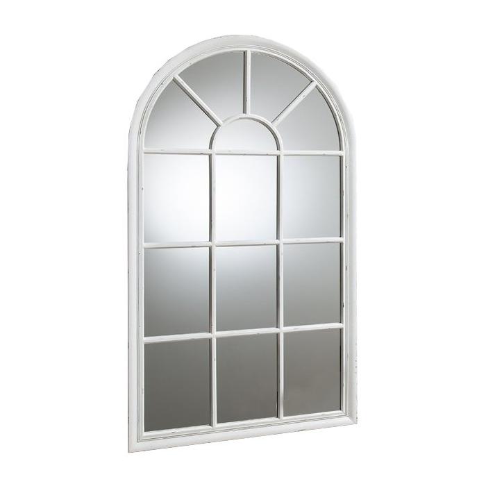 Pavilion Chic Faith Arched Window Pane Mirror in White 1