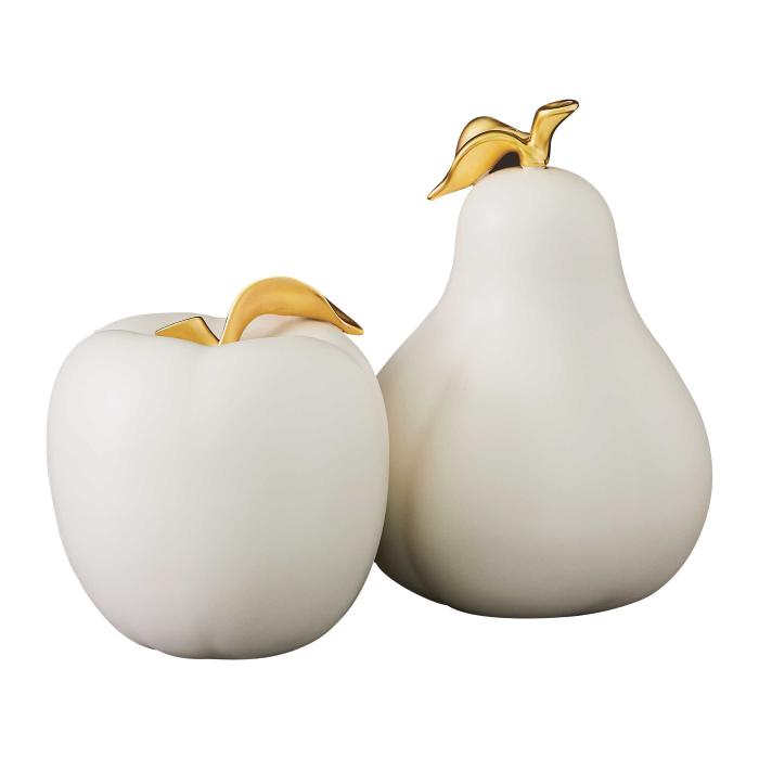 Black Label Apple and Pear Sculptures, Set of 2 1