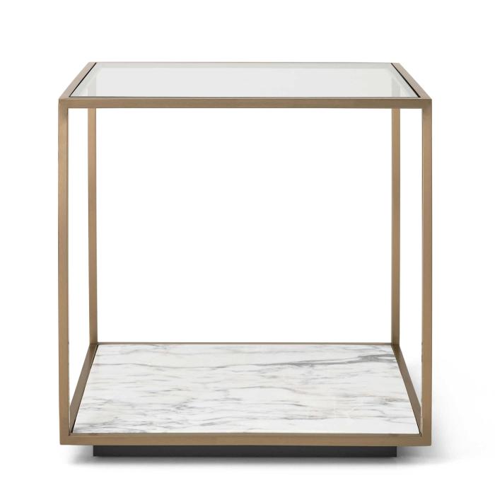Black Label Floating Plane End Table - Marble/Brass 1