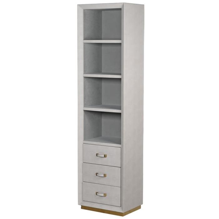 Pavilion Chic Carr Faux Shagreen Bookcase in Ivory 1