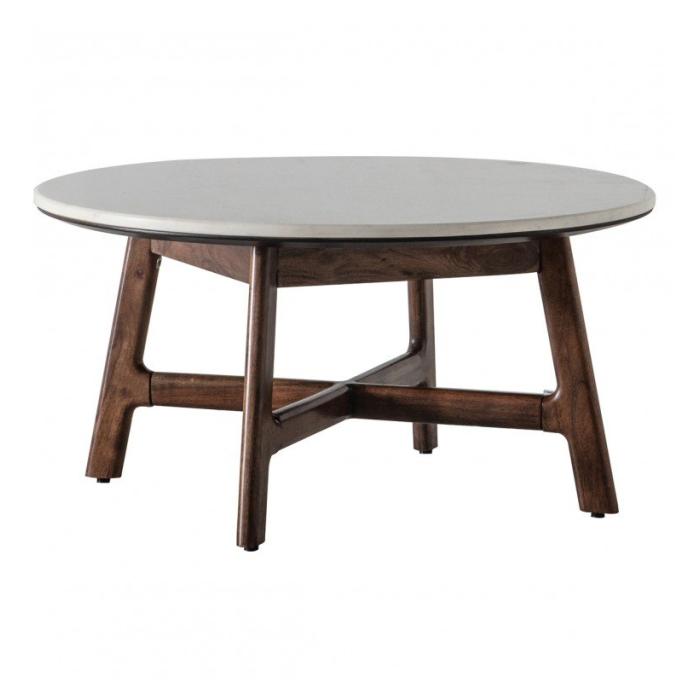 Pavilion Chic Round Coffee Table Plaza with Marble Top 2