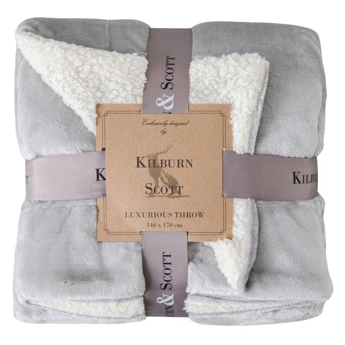 Pavilion Chic Sterling Sherpa Throw Silver 140x170cm 1
