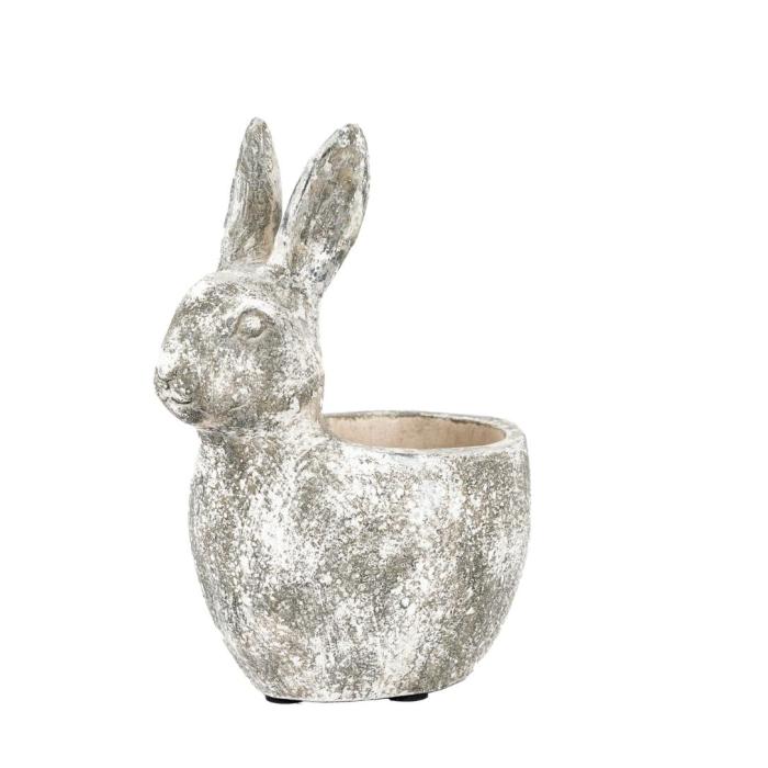 Pavilion Chic Bunny Pot Small Distressed White 1