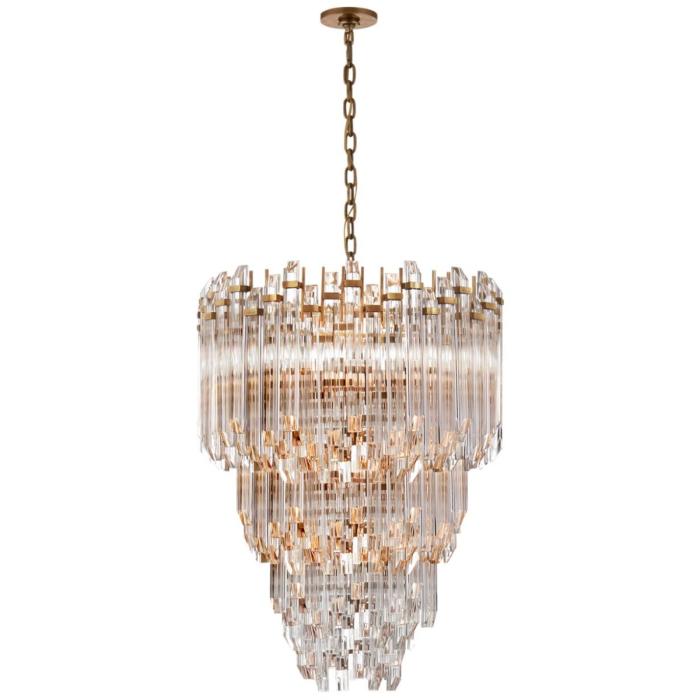 Visual Comfort Adele Three-Tier Waterfall Chandelier in Hand-Rubbed Antique Brass 1