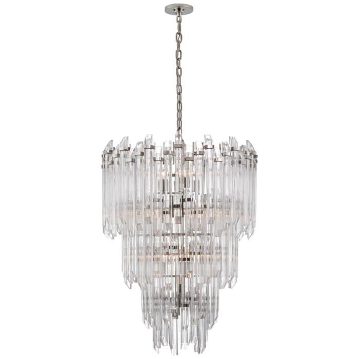 Visual Comfort Adele Three-Tier Waterfall Chandelier in Polished Nickel with Clear Acrylic 1