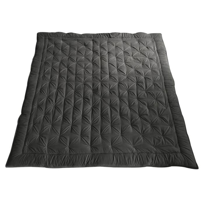 Cosy Charcoal Grey Velvet Bedspread 1