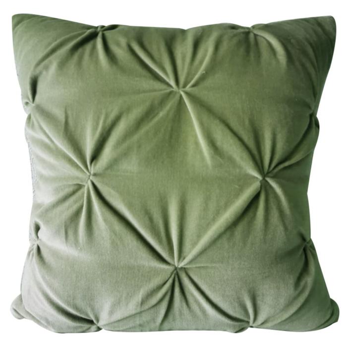 Cosy Sage Green Velvet Cushion 1