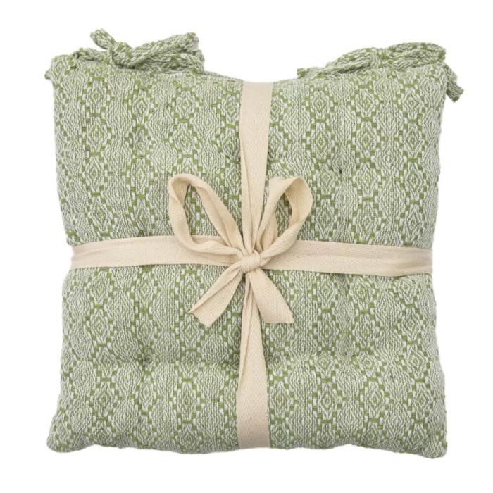 Suvi Recycled Cotton Seat Pads Green Set of 2 1