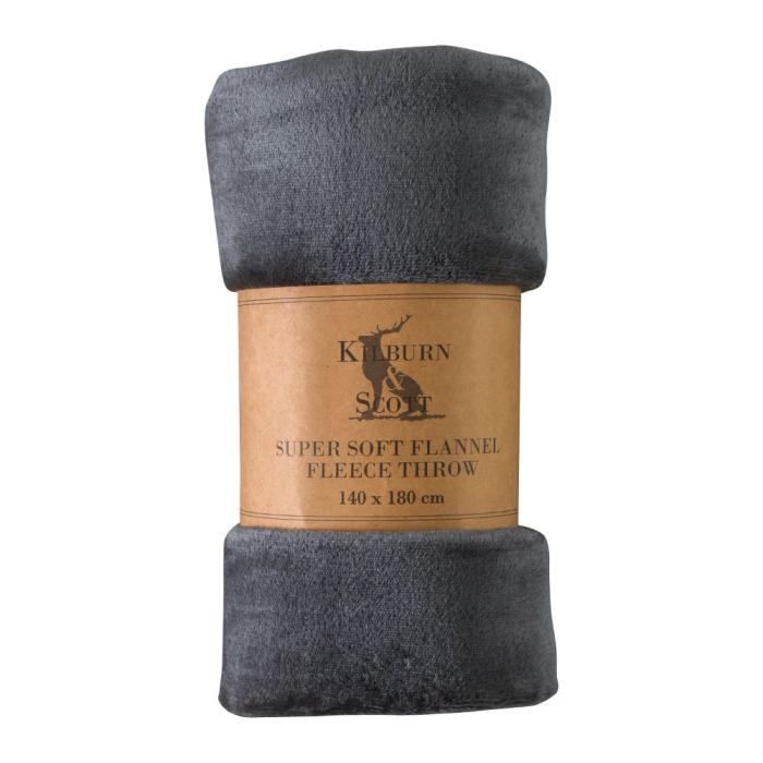 Monmouth Rolled Flannel Fleece Throw in Charcoal 1