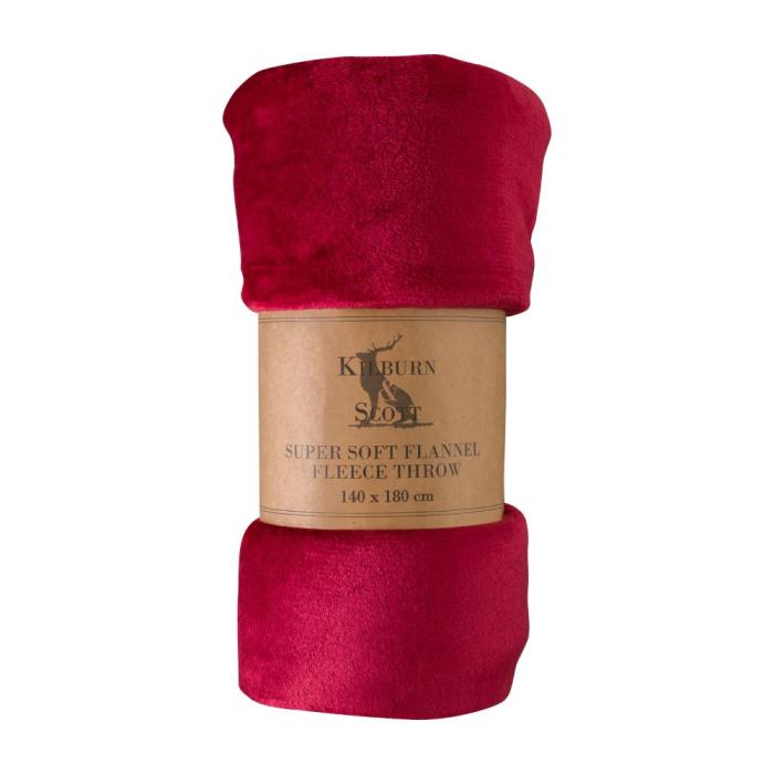 Monmouth Rolled Flannel Fleece Throw in Red 1