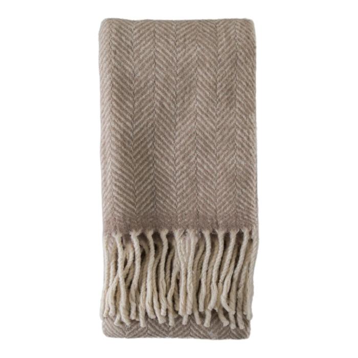 Lotus Taupe Wool Throw Blanket 1
