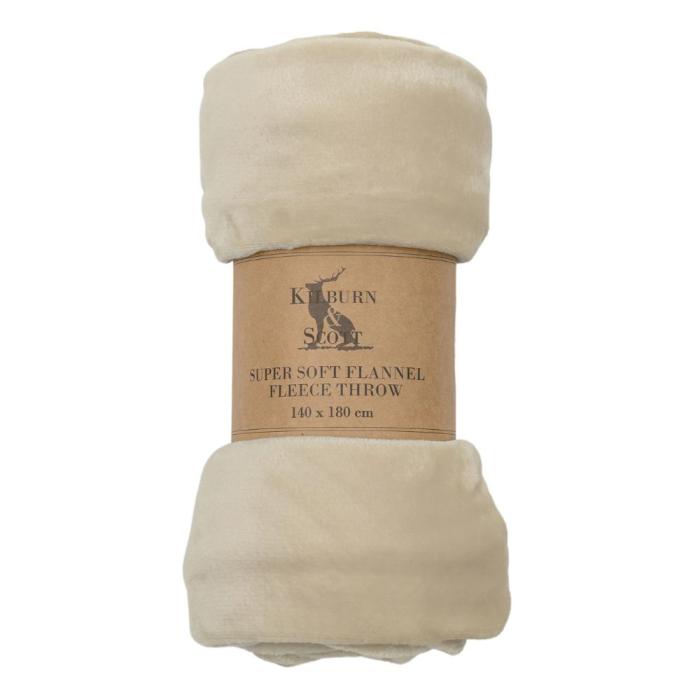 Monmouth Rolled Flannel Fleece Throw in Oatmeal 1