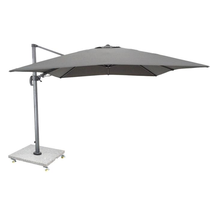 Bramblecrest Chichester Premium 3m Grey Square Side Post Parasol with Protective Cover and Wheeled Base 1