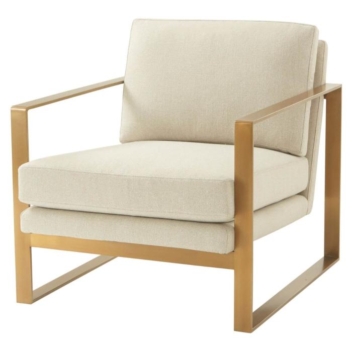 TA Studio Bower Club Chair in Kendal Linen with Brushed Brass Finish Legs 1