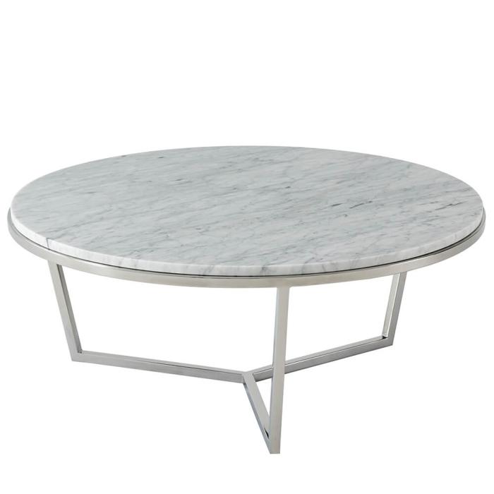 TA Studio Small Round Coffee Table Fisher in Marble & Nickel 1