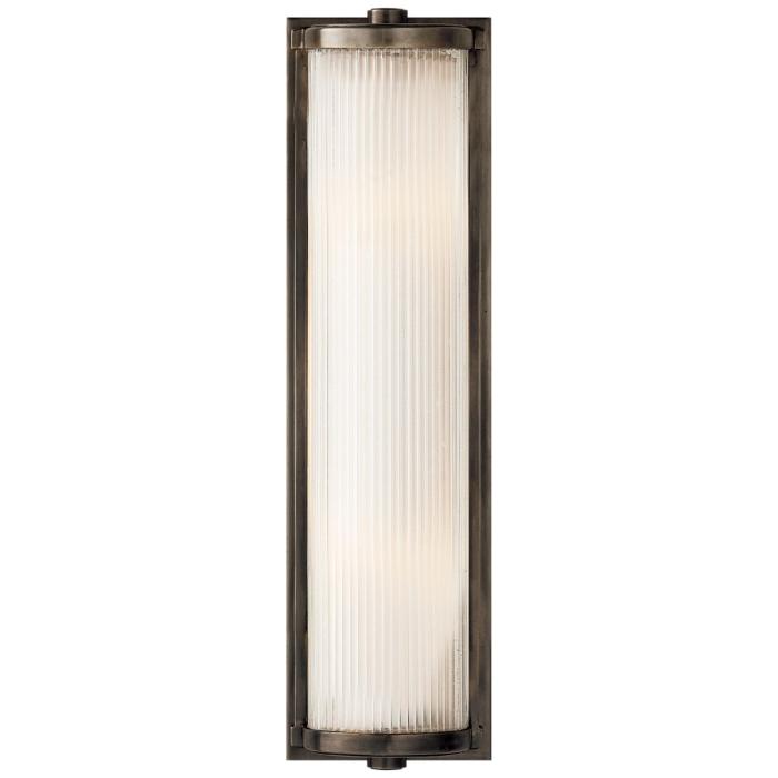 Visual Comfort Dresser Long Glass Rod Light in Bronze with Frosted Glass Liner 1