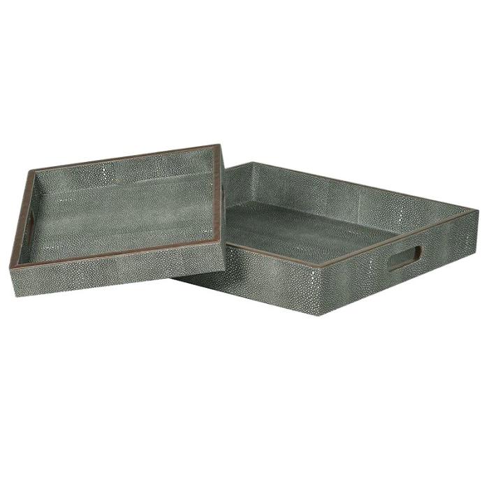 Anguis Faux Shagreen Trays Set of 2 1