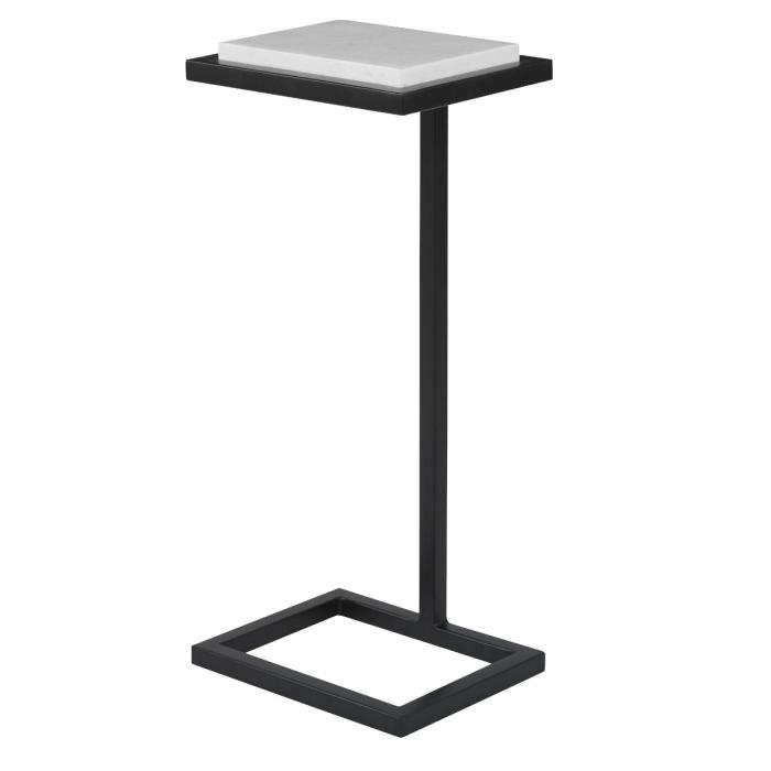Radiance Served Accent Table White Marble & Black 1