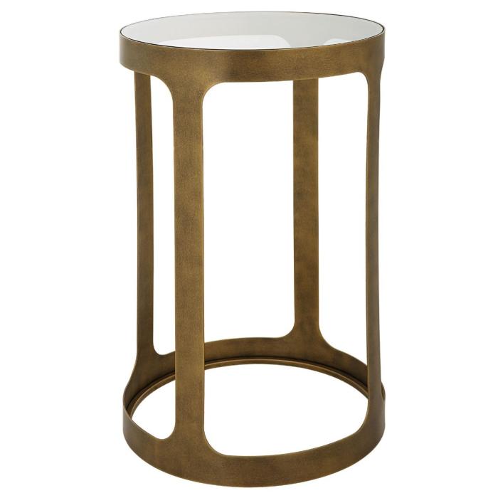 Radiance Retro Cutout Side Table Brass & Glass 1