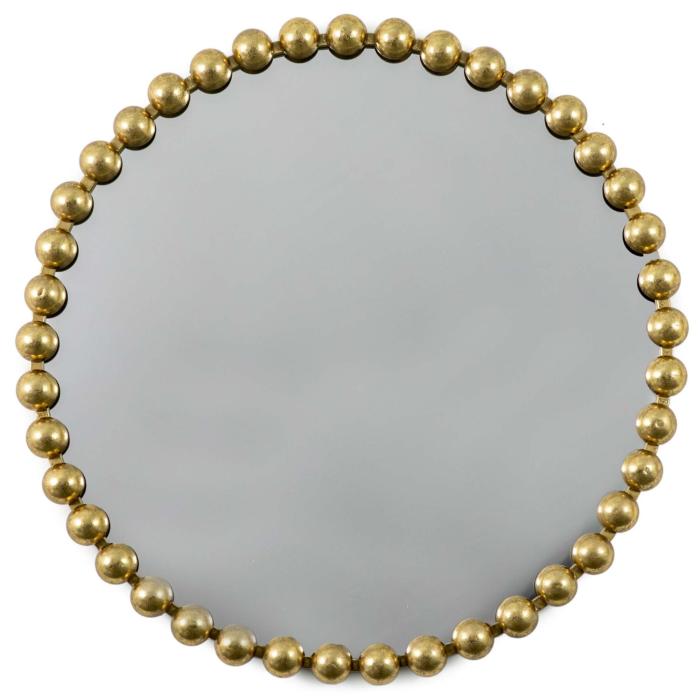 Beaded Gold Round Mirror 1