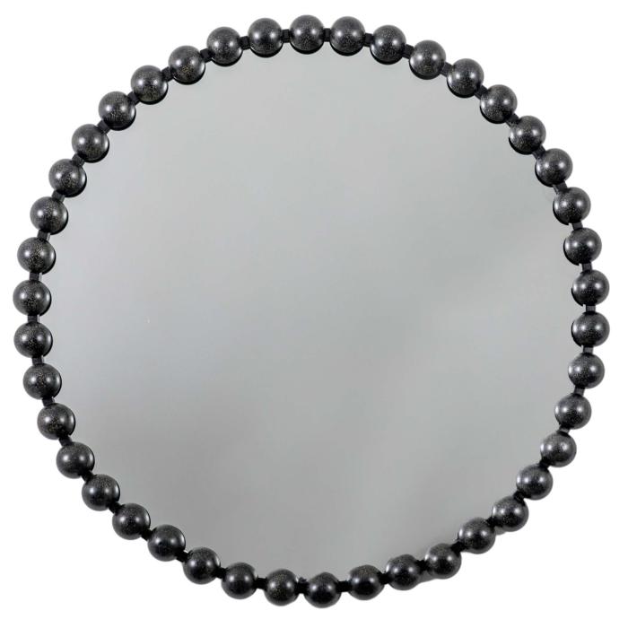 Beaded Black Round Mirror 1
