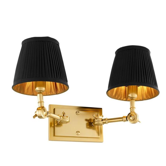 Wentworth Double Wall Light with Shades Gold & Black 1